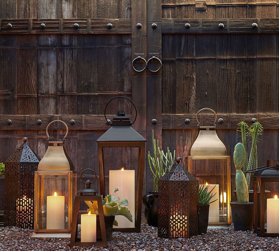 Premium Flickering Flameless Outdoor Wax Pillar Candles Pottery Barn